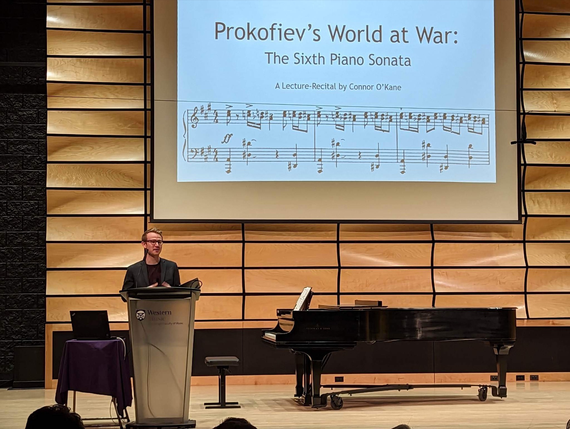 Connor O’Kane presenting a lecture recital