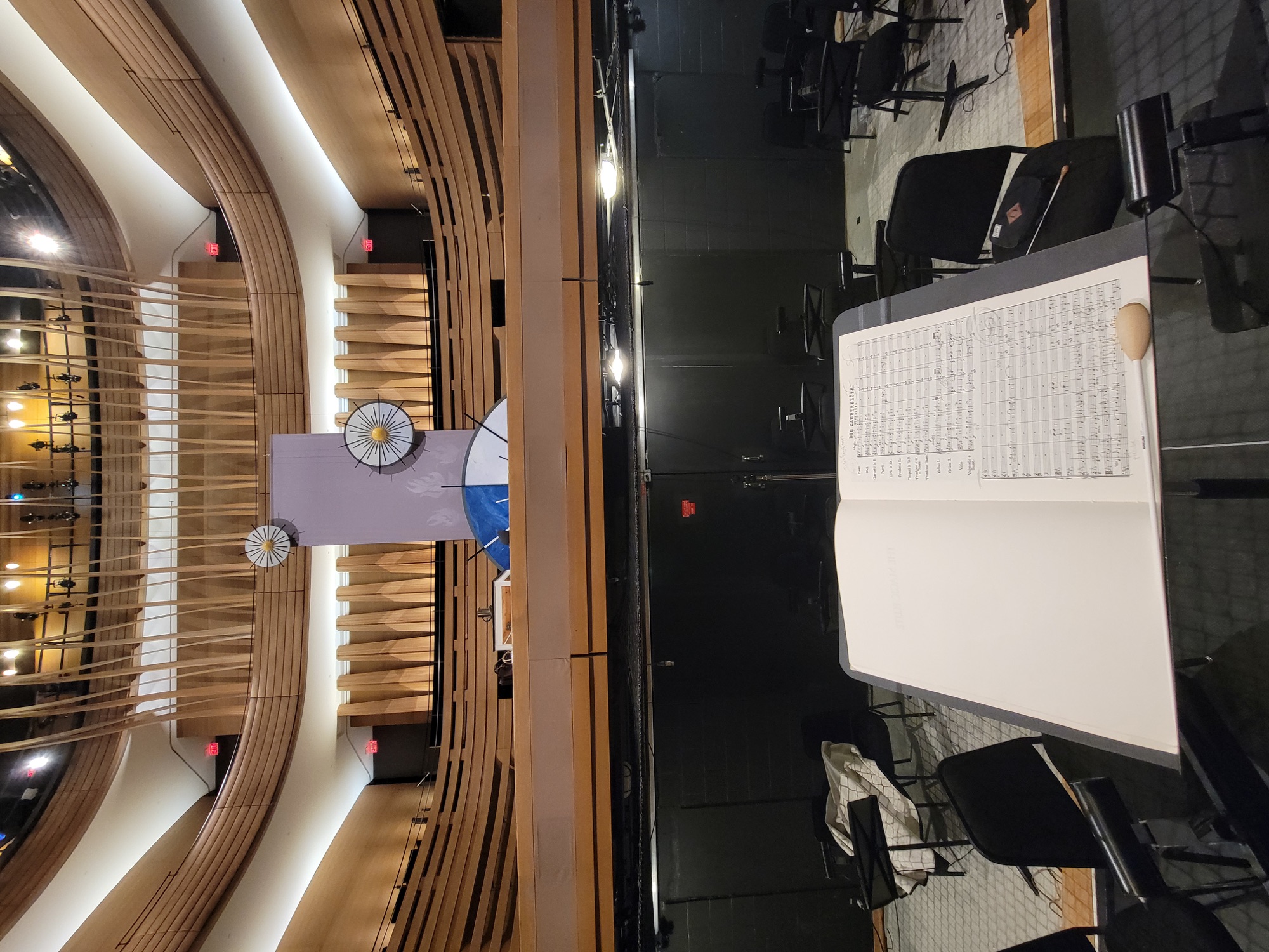 View of Connor O’Kane from the orchestra pit